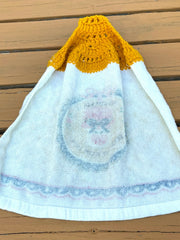 Load image into Gallery viewer, Vintage Crochet Hanging Kitchen Towel This Kitchen Is Seasoned With Love Retro