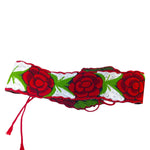 Load image into Gallery viewer, Mexican Style Red Rose Embroidered Sash Belt Floral Wrap Tie Boho 79"
