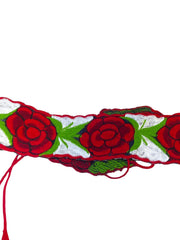 Load image into Gallery viewer, Mexican Style Red Rose Embroidered Sash Belt Floral Wrap Tie Boho 79"