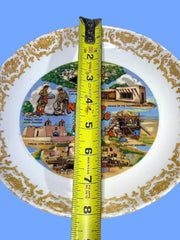 Load image into Gallery viewer, Vintage New Mexico Souvenir Plate 8" Carlsbad Caverns Taos Santa Fe Gold Trim