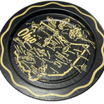 Load image into Gallery viewer, Vintage Ohio Souvenir Metal Tray Black Gold State Map Mini Change Tray 3.5 Inch
