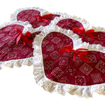 Load image into Gallery viewer, 4pc Handmade Reversible Heart Placemats Red Bandana Fall Fabric Cottage
