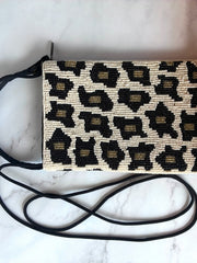 Load image into Gallery viewer, Bamboo Trading Company Beaded Leopard Print Crossbody Club Bag Purse