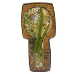 Load image into Gallery viewer, Vintage Lucite Style Pressed Flower Spoon Rest Ladybug Faux Wood Handmade
