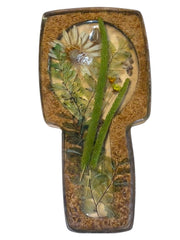 Load image into Gallery viewer, Vintage Lucite Style Pressed Flower Spoon Rest Ladybug Faux Wood Handmade