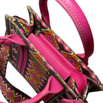 Load image into Gallery viewer, Wrangler Aztec Pink Brown Tote Crossbody Purse Western Boho Bag
