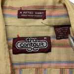 Load image into Gallery viewer, Vintage Contour Fitted Stripe Shirt – Earth Tones, Retro Summer Button-Up (M)
