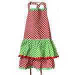 Load image into Gallery viewer, Women’s Polka Dot Apron Red Green Retro Style Adjustable Ties NWOT
