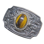 Load image into Gallery viewer, Western Silver Tone Belt Buckle Tiger Eye Stone Women's Kids 1.25" Belt
