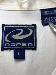 Load image into Gallery viewer, Roper Western Graphic Shirt Men’s L Distressed Cowboy Landscape Print | As-Is