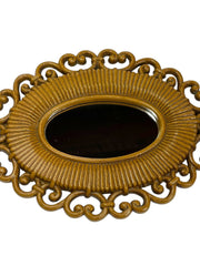 Load image into Gallery viewer, Vintage Ornate Oval Wall Mirror | Gold-Tone Resin Frame | Made in USA