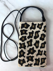 Load image into Gallery viewer, Bamboo Trading Company Beaded Leopard Print Crossbody Club Bag Purse