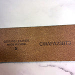 Load image into Gallery viewer, Cleo + Wolf Burnished Edge Genuine Leather Belt Brown Gold Buckle Size S 2" Wide
