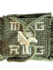 Load image into Gallery viewer, Vintage Handmade Plastic Canvas Mug Rugs Coasters Set Holder Olive Green