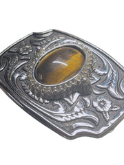 Load image into Gallery viewer, Western Silver Tone Belt Buckle Tiger Eye Stone Women's Kids 1.25" Belt