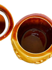 Load image into Gallery viewer, Vintage Ceramic Hedgehog Lidded Jar Brown Glaze Woodland Canister 4.5"