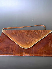 Load image into Gallery viewer, Vintage Genuine Eel Skin Purse Brown Exotic Leather Shoulder Bag 80s