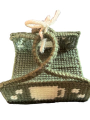 Load image into Gallery viewer, Vintage Handmade Plastic Canvas Mug Rugs Coasters Set Holder Olive Green