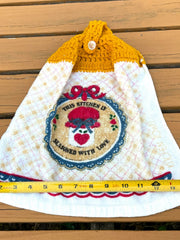 Load image into Gallery viewer, Vintage Crochet Hanging Kitchen Towel This Kitchen Is Seasoned With Love Retro