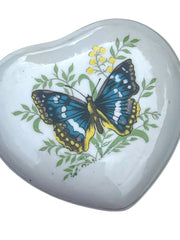 Load image into Gallery viewer, Vintage Made in Taiwan Butterfly Heart Trinket Box Porcelain 3"