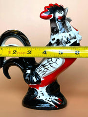 Load image into Gallery viewer, Vintage 1950s Japan Ceramic Rooster Figurine Red Black White MCM 6.75"