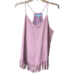 Load image into Gallery viewer, 🌸 She + Sky Dusty Rose Faux Suede Fringe Tank Top – Size Small
