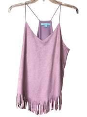 Load image into Gallery viewer, 🌸 She + Sky Dusty Rose Faux Suede Fringe Tank Top – Size Small