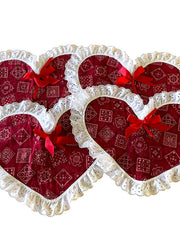 Load image into Gallery viewer, 4pc Handmade Reversible Heart Placemats Red Bandana Fall Fabric Cottage
