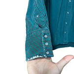 Load image into Gallery viewer, 💚 Drysdales Teal Stripe Pearl Snap Western Shirt – Size L

