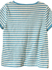 Load image into Gallery viewer, Vintage Center Stage Striped Knit Top Women’s L (Fits S/M) Blue &amp; White 70s–80s