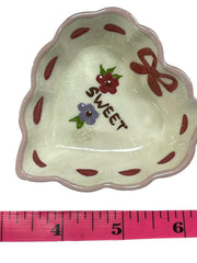 Load image into Gallery viewer, Vintage Cleminsons Hand Painted English Pottery Trinket Dish “Sweet” Floral Bow