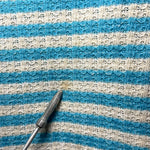 Load image into Gallery viewer, Vintage Center Stage Striped Knit Top Women’s L (Fits S/M) Blue &amp; White 70s–80s
