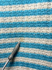 Load image into Gallery viewer, Vintage Center Stage Striped Knit Top Women’s L (Fits S/M) Blue &amp; White 70s–80s
