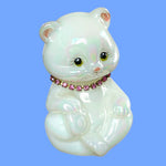 Load image into Gallery viewer, Fenton October Birthstone Bear Iridescent Glass Pink Rhinestone Collar Signed
