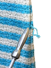 Load image into Gallery viewer, Vintage Center Stage Striped Knit Top Women’s L (Fits S/M) Blue &amp; White 70s–80s