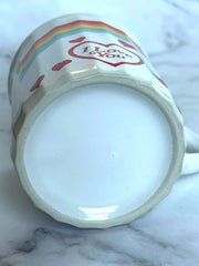 Load image into Gallery viewer, Vintage 1980s I Love You Rainbow Hearts Ceramic Coffee Mug Retro Valentine