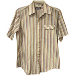 Load image into Gallery viewer, Vintage Contour Fitted Stripe Shirt – Earth Tones, Retro Summer Button-Up (M)
