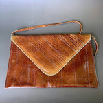 Load image into Gallery viewer, Vintage Genuine Eel Skin Purse Brown Exotic Leather Shoulder Bag 80s
