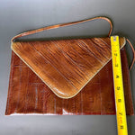 Load image into Gallery viewer, Vintage Genuine Eel Skin Purse Brown Exotic Leather Shoulder Bag 80s
