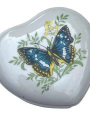 Load image into Gallery viewer, Vintage Made in Taiwan Butterfly Heart Trinket Box Porcelain 3"
