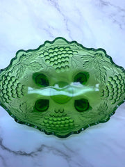 Load image into Gallery viewer, Vintage Glass Harvest Grape Green Footed Fruit Bowl Scalloped 12"