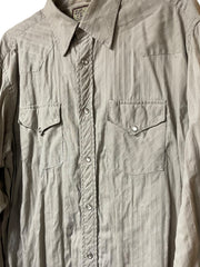 Load image into Gallery viewer, BJR Ranchwear Men’s Western Snap Button Shirt Greige Beige Gray L Cotton Blend