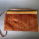 Load image into Gallery viewer, Vintage Genuine Eel Skin Purse Brown Exotic Leather Shoulder Bag 80s
