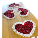 Load image into Gallery viewer, 4pc Handmade Reversible Heart Placemats Red Bandana Fall Fabric Cottage
