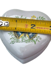 Load image into Gallery viewer, Vintage Made in Taiwan Butterfly Heart Trinket Box Porcelain 3"