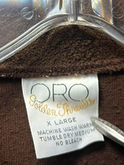 Load image into Gallery viewer, ORO Golden Threads Textured Polo Shirt Brown XL (Fits L) Short Sleeve - Lisa Lassi