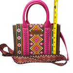 Load image into Gallery viewer, Wrangler Aztec Pink Brown Tote Crossbody Purse Western Boho Bag
