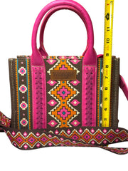 Load image into Gallery viewer, Wrangler Aztec Pink Brown Tote Crossbody Purse Western Boho Bag