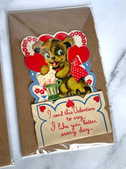 Load image into Gallery viewer, Vintage 1940s 1950s Valentine Cards Lot of 3 Die Cut Animal USA Turtle Duck Dog