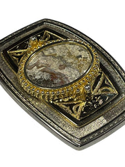 Load image into Gallery viewer, Vintage Western Belt Buckle w/ Genuine Jasper Stone | EVC | 3.5” x 2.5”